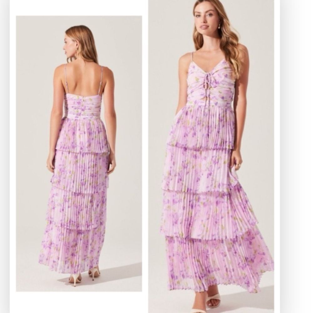 ASTR Lavender Tier Ruffle Floral Maxi Dress Revolve $178